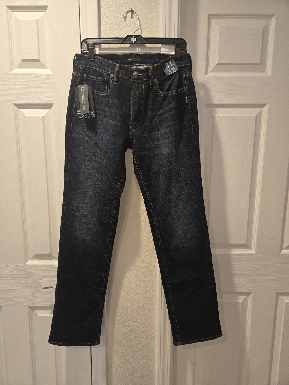 Silver Men's Dark Blue Straight-Leg Jeans - Size 31x32